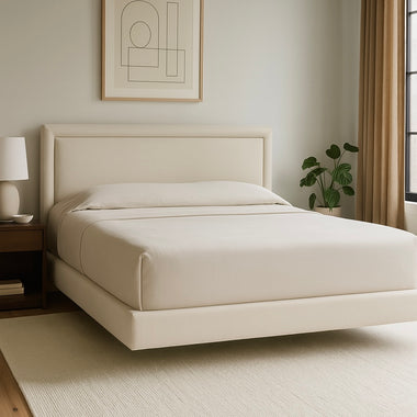 The Sora Floating Bed Upholstered Cream 