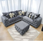 Kensington Chesterfield Sofa - Fullback & Cushions Grey Corner Sofa With Coffee Table