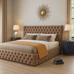 Luxe Winged Back Chesterfield Bed Frame 4ft 6 Double Mink