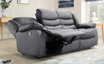 Leather Reclining Sofa Grey & Black