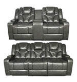 Bravado 3 + 2 Genuine Leather Power Recliner Sofa With Adjustable Headrest And Extras