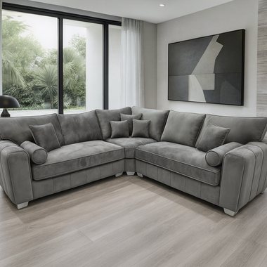 Milano Sofa - Fullback & Cushions Corner Sofa Grey Panels 