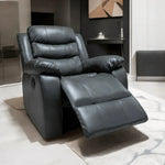 Leather Recliner Sofa Grey & Black - DF Beds