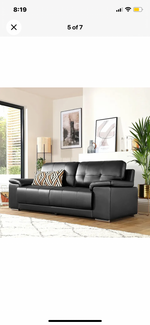 Grey Leather Sofa - D F Beds