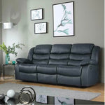 Leather Reclining Sofa Grey & Black