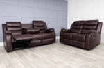 Leather Reclining Sofa Grey & Black