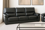 Dalmore Genuine Leather Sofa Black 3 Seater Static