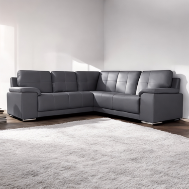 Black Or Grey Leather Sofa - D F Beds