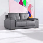 Grey Leather Sofa - D F Beds - DF Beds