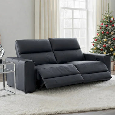 Moss Modern Genuine Leather Electric Recliner Sofa Black - DF Beds