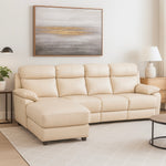 Malfi Modular Genuine Leather Electric Recliner Sofa Chaise Left Sofa Beige