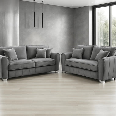 Milano Sofa - Fullback & Cushions 3 + 2 Seater Set Grey