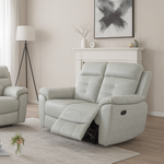 Reno Leather Recliner Sofa 2 Seater Sofa Light Grey