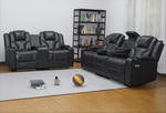 Bravado 3 + 2 Genuine Leather Power Recliner Sofa With Adjustable Headrest And Extras