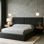 The Modora Extended Bed Frame Upholstered Dark Grey