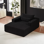 Lounge Home Cinema Sofa Chaise With Cupholders Black Cord 