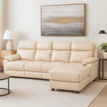Malfi Modular Genuine Leather Electric Recliner 4 Seater Sofa Chaise Right Sofa Beige