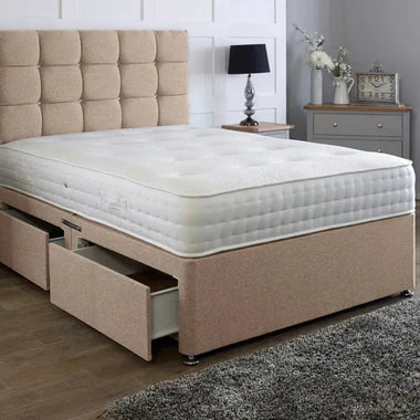 Juliana King Divan Bed With Cubed Headboard - DF Beds