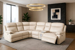 Malfi Modular Genuine Leather Electric Recliner Sofa Corner With Speaker Console Beige