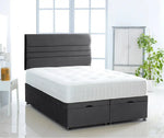 Horizontal Lined Ottoman Storage Divan Bed with Headboard - DF Beds