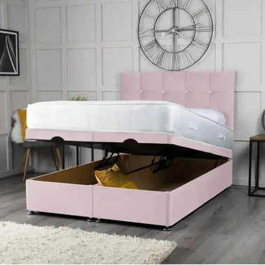 Cube Ottoman Storage Divan Bed with Headboard - DF Beds