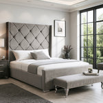Arabella Upholstered Wingback Bed Frame 4ft 6 Double Grey Plush