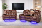 Bravado 3 + 2 Air Leather Power Recliner Sofa With Adjustable Headrest And Extras