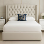 Bremwich Chesterfield Wing Upholstered Bed Cream 