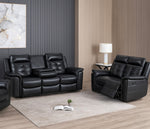 Reno Leather Recliner Sofa 3 + 2 Seater Sofa Set Black