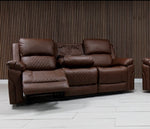 Roman Leather Recliner Sofa 3 Seater Brown