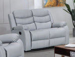 Leather Reclining Sofa Grey & Black