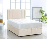 Vertical Lined Ottoman Storage Divan Bed with Headboard - DF Beds