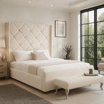 Arabella Upholstered Wingback Bed Frame 5ft King Cream Boucle Fabric