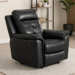 Reno Leather Recliner Sofa Armchair 1 Seater Sofa Black