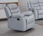 Leather Reclining Sofa Grey & Black