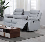 Leather Reclining Sofa Grey & Black