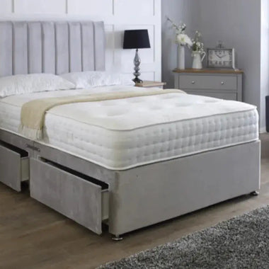 Apollo Pink Divan Bed With Lined Headboard - DF Beds