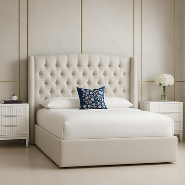Bremwich Chesterfield Wing Bed Spanish Upholstered With Buttons