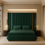 Chateau Noir Extended Panels Metal Bed Frame 5ft King Upholstered Emerald Green With Bronze Frame