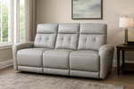 Melinda Genuine Leather Power Recliner Sofa 3 Seater Grey