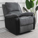 Leather Reclining Sofa Grey & Black