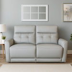 Melinda Genuine Leather Power Recliner Sofa Grey 2 Seater