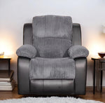 Leather Recliner Sofa Grey & Black